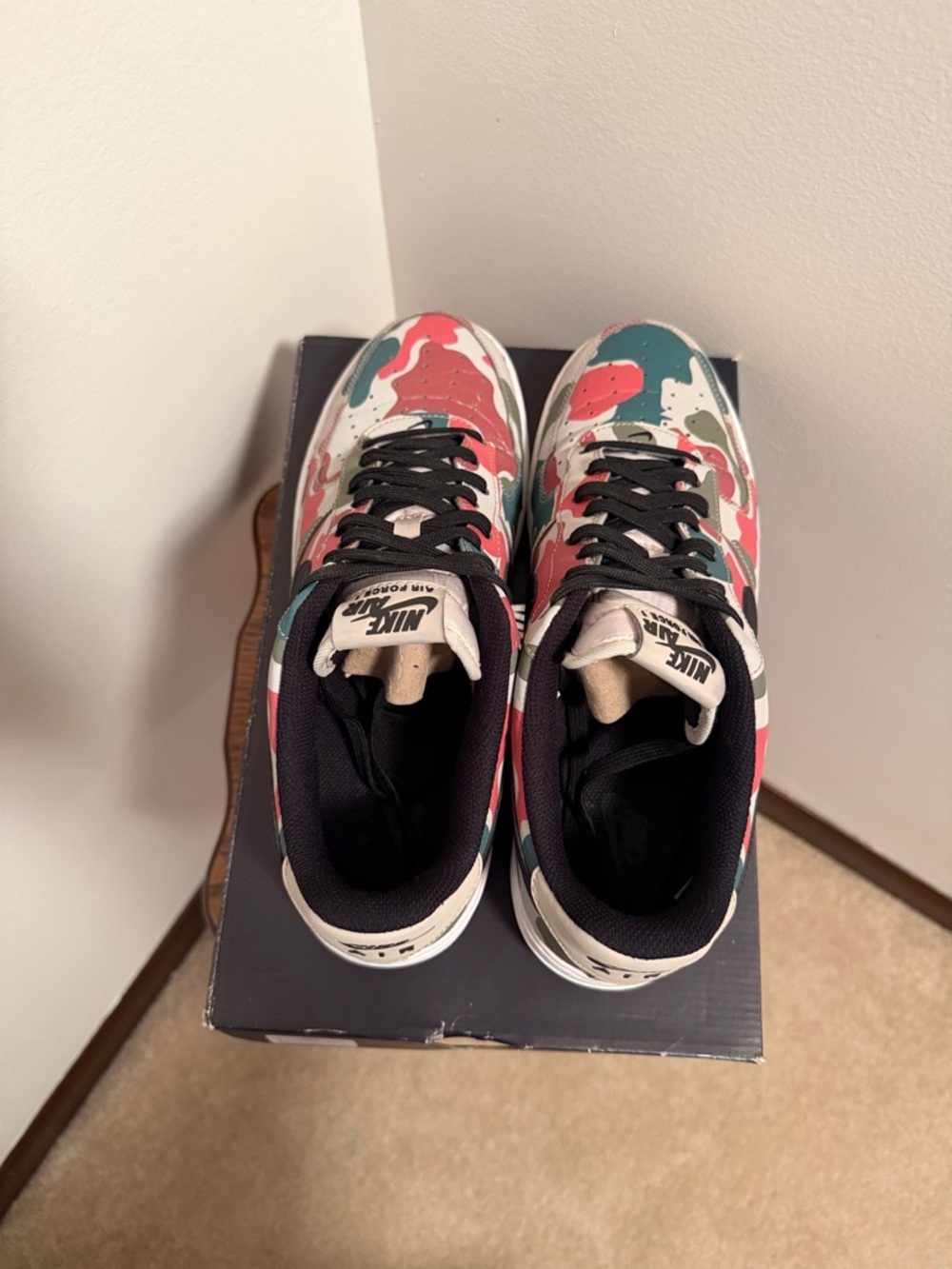 Nike Air Force 1 Low Camo Sneakers - Green, Pink, Tan, Black - Picture 10 of 13